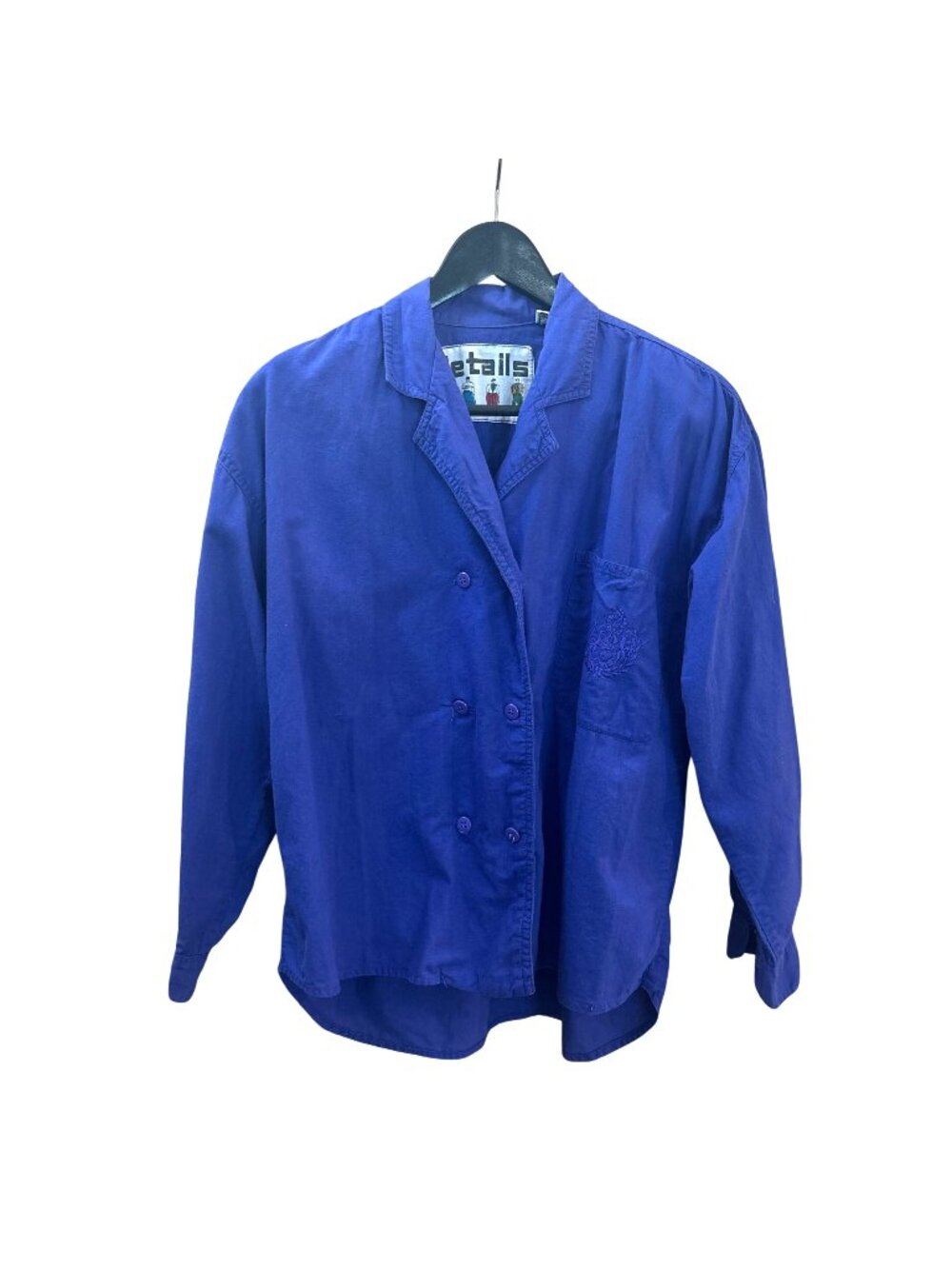Vintage 90s Purple Double Breasted Button Up Long Sleeve Top Medium